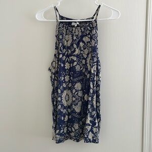 Lucky Brand Blue and White Floral Tank Top. Size: L